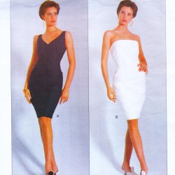 2470 Vogue  DONNA KARAN TAPER STRAPLESS/ SLEEVELESS DRESS PATTERN 12-16 CUT ADJUSTED